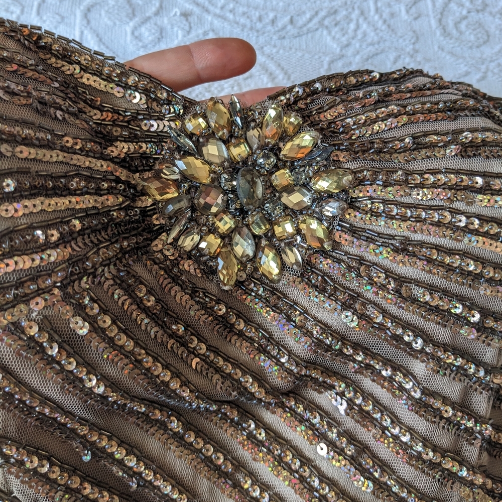 Strapless Champagne Formal Prom Dress - Picture 5 of 10